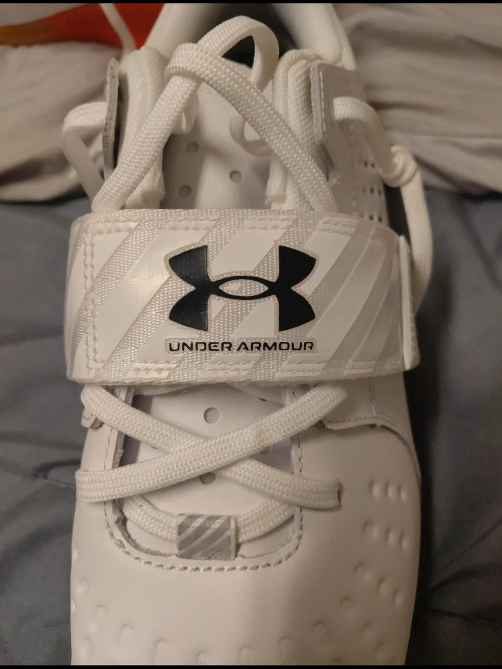 Under Armour White and Orange Kids Training Sneakers
